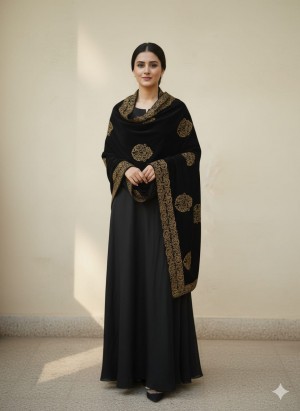 ladies black velvet shawls