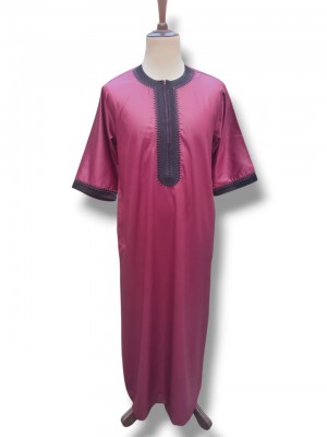 DWMJ022 - Burgundy/Maroon Moroccan thobe | دشداشة مغربية مارونية