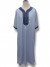 Grey Moroccan Thobe with Black Embroidery