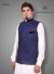 Men Plain Navy Blue Waistcoat for Shalwar Kameez