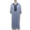 Grey Moroccan Thobe with Black Embroidery