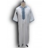 Cream Moroccan Thobe with Grey Embroidery