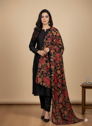 Fully embroidered ladies velvet shawl