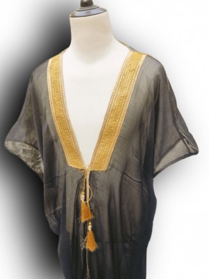 bisht in black colour for men in see through fabric