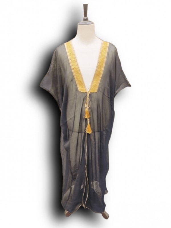 bisht in black colour for men in see through fabric
