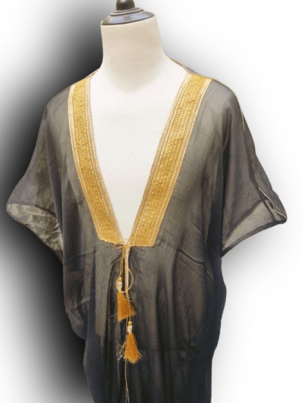 bisht in black colour for men in see through fabric